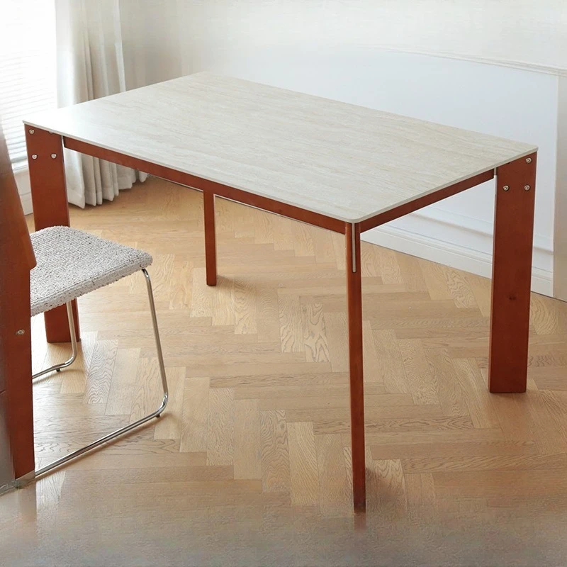 

Solid dining table modern rock slab table retro style cherry wood thickened simple large dining table