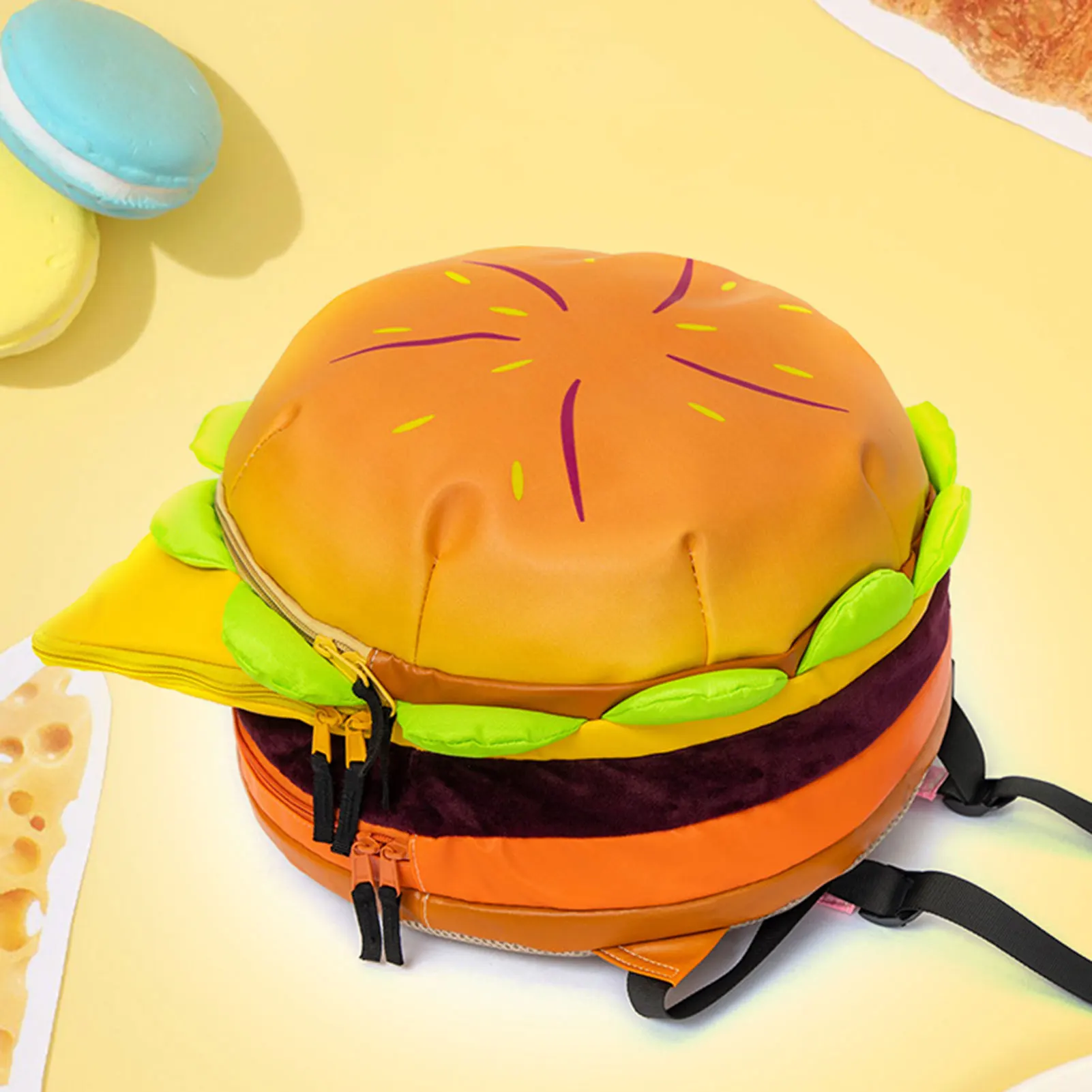 Girl Hamburger Shape Backpack Fashion Lovely Style Unisex Bookbag Perfect Gift