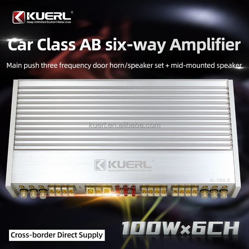 Aluminum Alloy Shell AB Class RMS Power 100W*6CH@ 4Ω/130W*6CH@ 2Ω 6-Channel Car Audio Power Amplifier for Car Audio Modification
