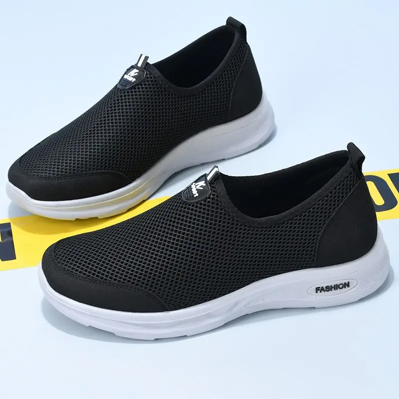 2024 Summer Breathable Thin Style Non stuffy Feet Mesh Men's Shoes Soft Sole Wear Resistant Anti slip Thick Sole Shoes