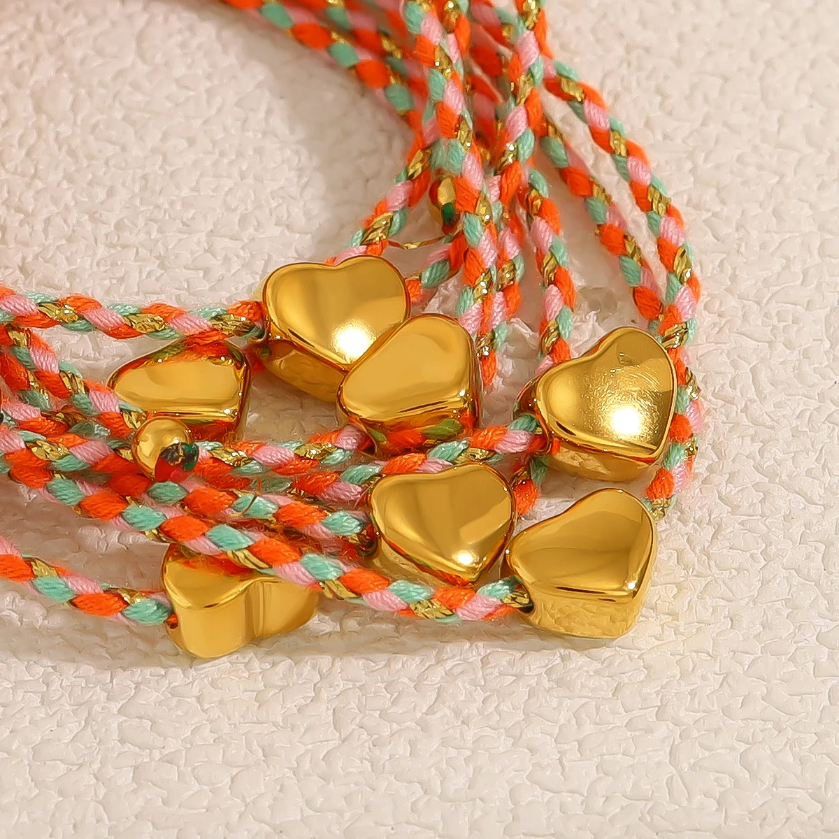 WILD & FREE Retro Bohemian Rope Chain Bracelet for Women Stainless Steel Heart Charm Simple Waterproof Jewelry