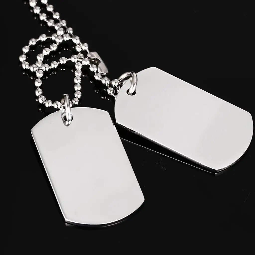 Silver Stainless Steel Tag Necklace Pendant Chain Vintage Cosplay