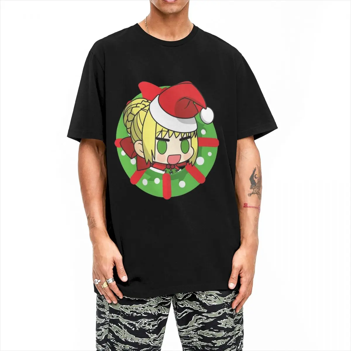 Harajuku Padoru Astolfo Christmas Tshirts Men's Cotton Short Sleeve O-neck Summer Tops