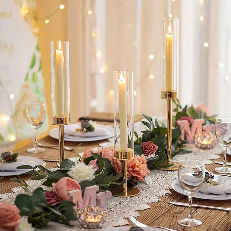 3Pcs/Set Vintage Metal Candle Holders (European Style) - Wedding Hotel Table Stand for Anniversary & Christmas Decor