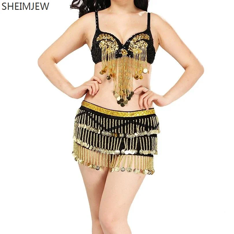 Women Belly Dance Bra Short Skirt Carnival Tassel Bra Sequin Belly Dance Stage Show Costumes Ds Nightclub Belly Dance Split Suit