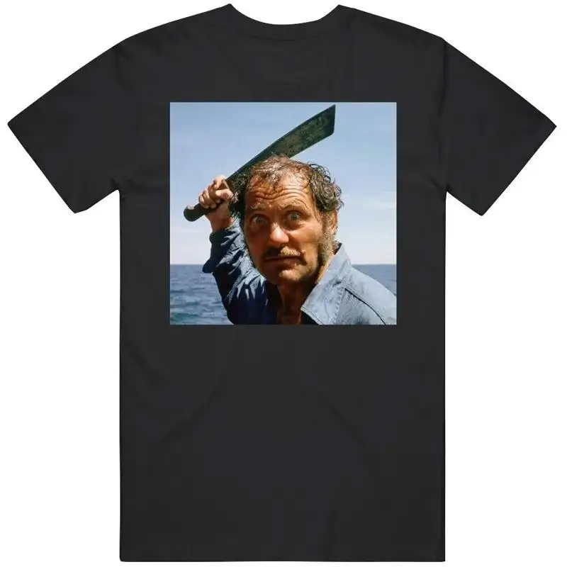 Retro 70S Classic Jaws Captain Quint Machete Movie Fan T Shirt