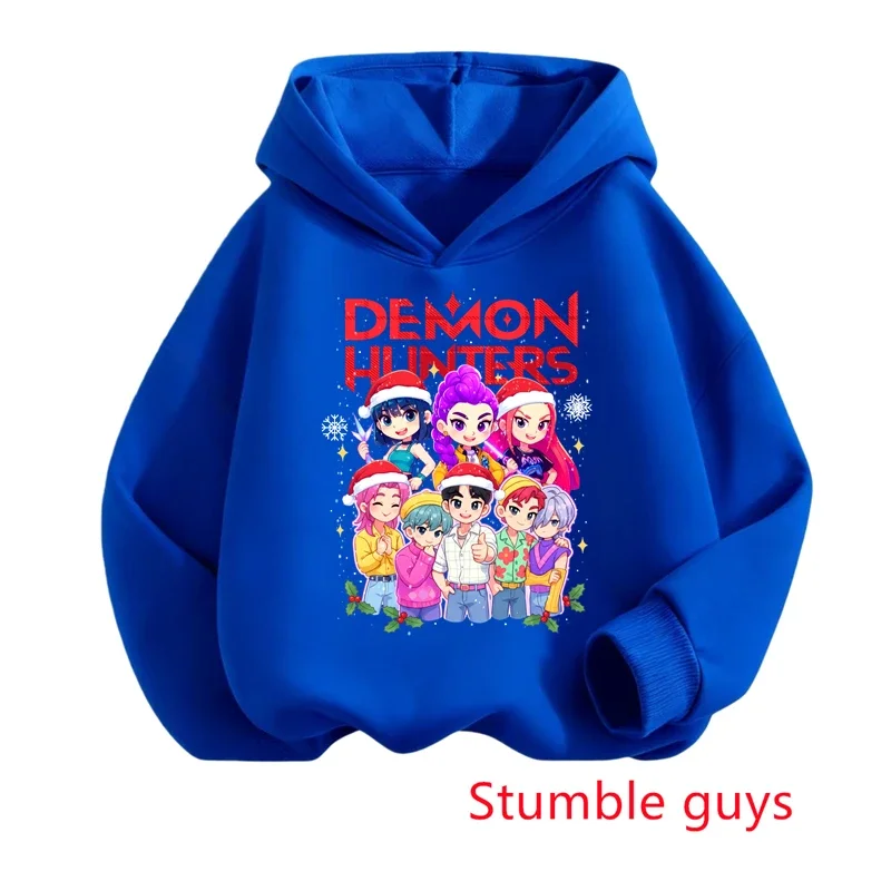 เสื้อสเวตเชิ้ตเด็กผู้หญิงลาย Kpop Demon Hunters สำหรับเด็กอายุ 3-12 ปี ฤดูใบไม้ร่วง ฤดูหนาว คริสต์มาส อุ่น นุ่ม พิมพ์ลายกวาง สวมใส่สบาย ​