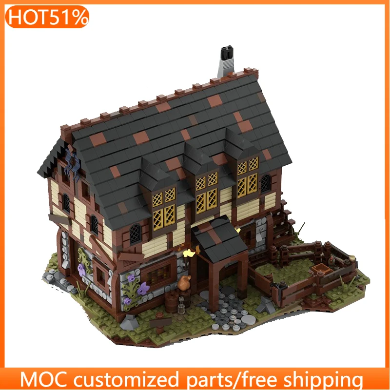 3124 قطعة من مكعبات البناء المعيارية القابلة للتخصيص بتصميم منزل تاجر ومزرعة، لعبة تعليمية إبداعية للتجميع الذاتي، هدية