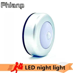 Wireless Round Motion Sensor LED Night Light Battery Powered Cabinet Night Lamp Bedside Lights For Bedroom Home high brightness