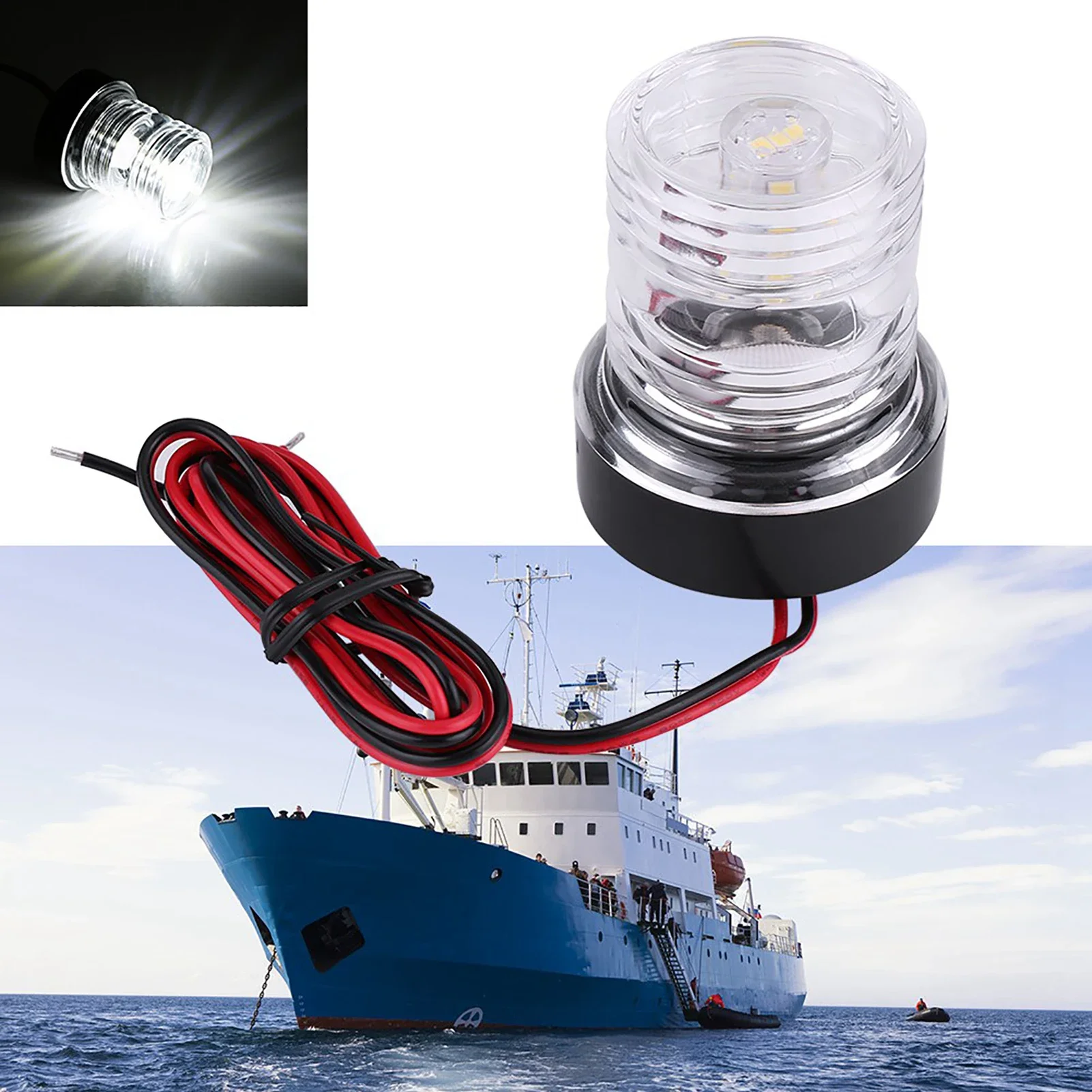 12V Marine Boat Yacht Navigation All Round 360° White LED Anchor Light Waterproof