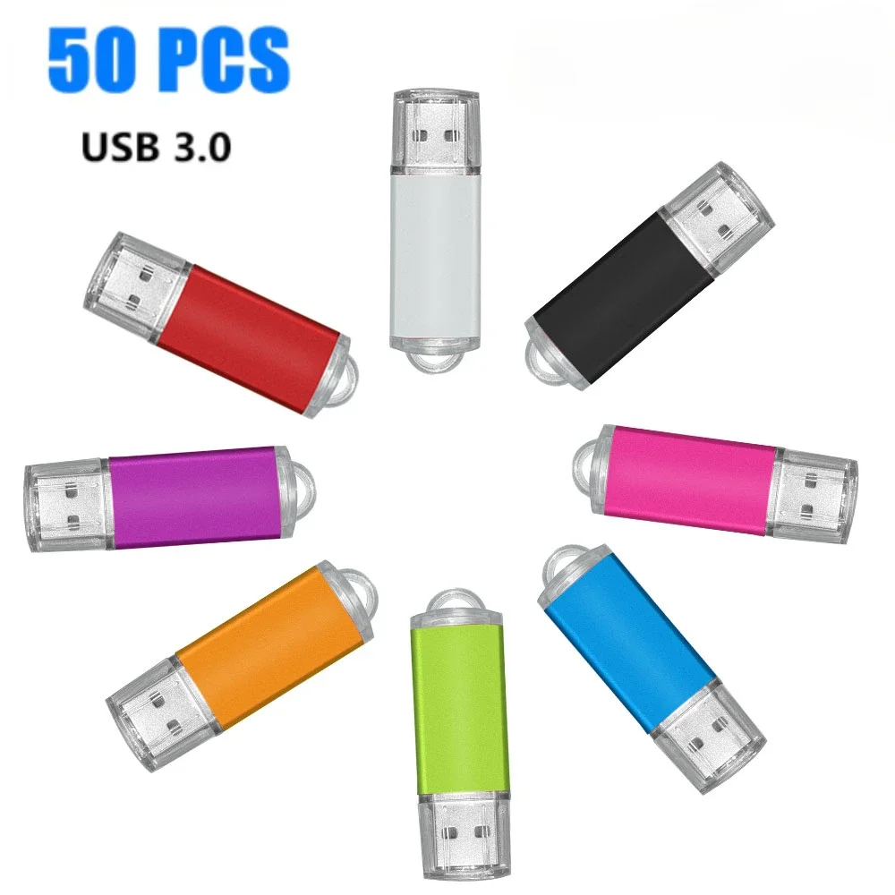 50PCS USB 3.0 Flash Drive 16GB Pen drive High Speed Metal Pendrive 3.0 8GB 32GB 64GB 128GB Memory Disk Free Custom Usb Sticks