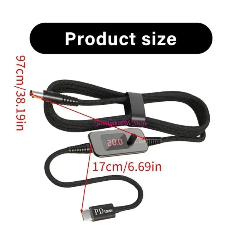 Intelligent PD100W Charging Cable 5V To 20V Auto Voltages Switches With DC5521 And 10 Adapter Heads 