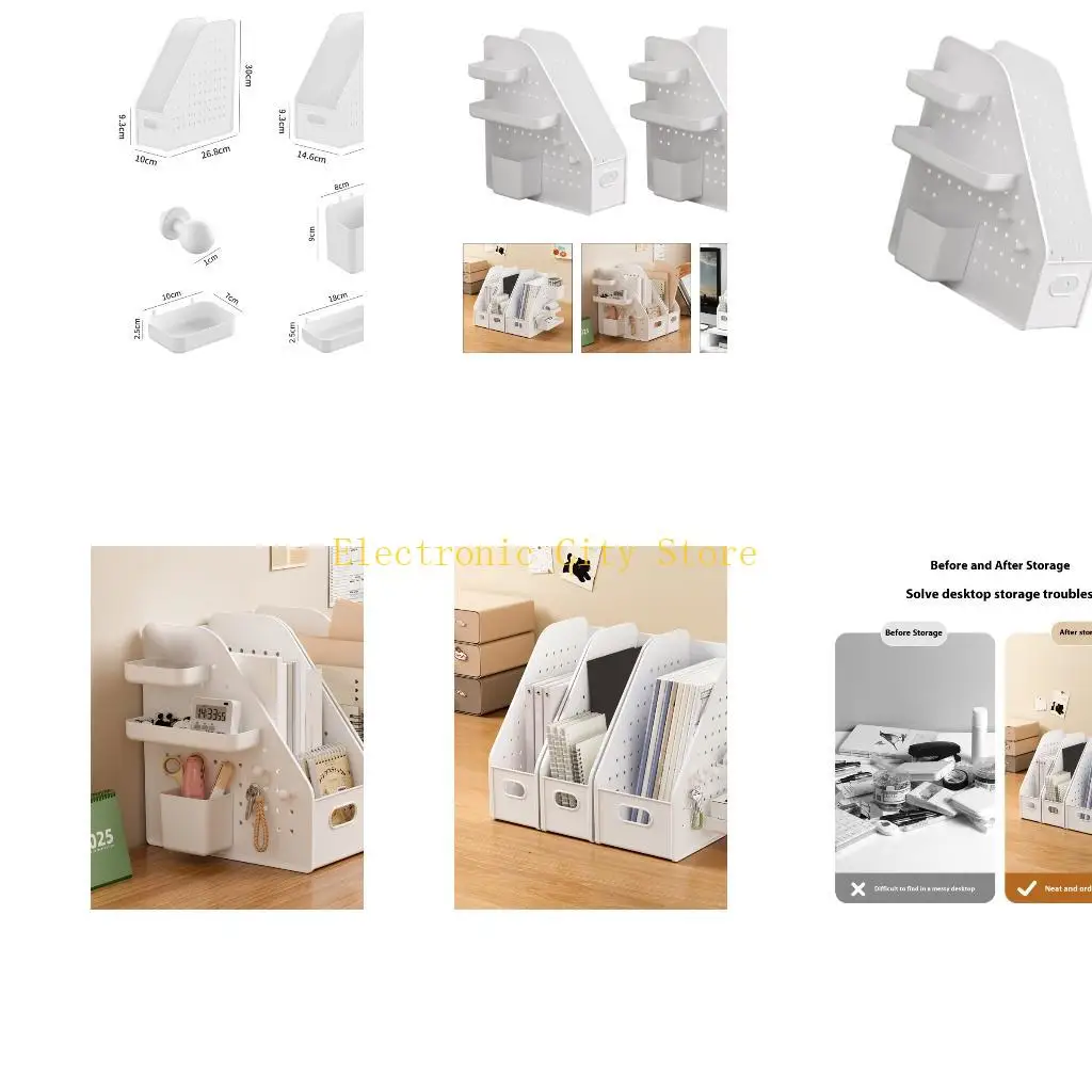 Penyelenggara File Meja Dengan Pegboard Pen Gelas Piala Simpan Buku Rak Buku Stand Hu8d