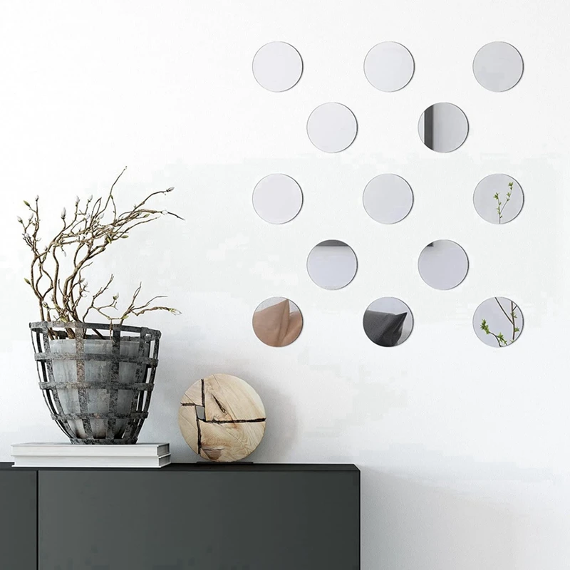 50 Pieces Acrylic Mini Size Round Mirror Adhesive Small Round Mirror Craft Mirror Tiles For Crafts (4 Inch In Diameter)