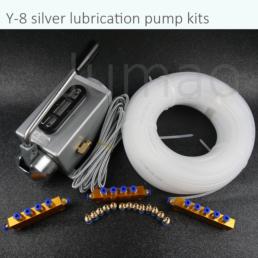 Y-8 Manual Hand Pump 500cc Oil Lubrication Pump for CNC Lathe & Machine Tools Die-Cast Aluminum with Sight Glass, Single/Dual