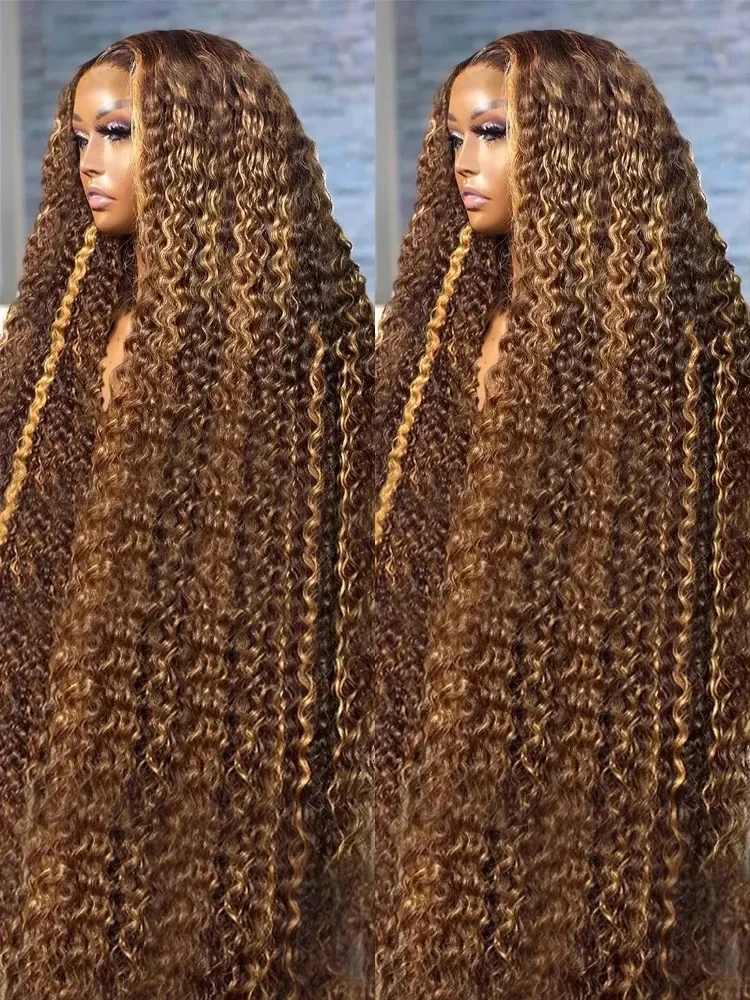 40 Inch Highlight Ombre Deep Wave Glueless Wig Human Hair Ready To Wear Brazilian Colored 13x4 Curly Lace Frontal Wigs For Women