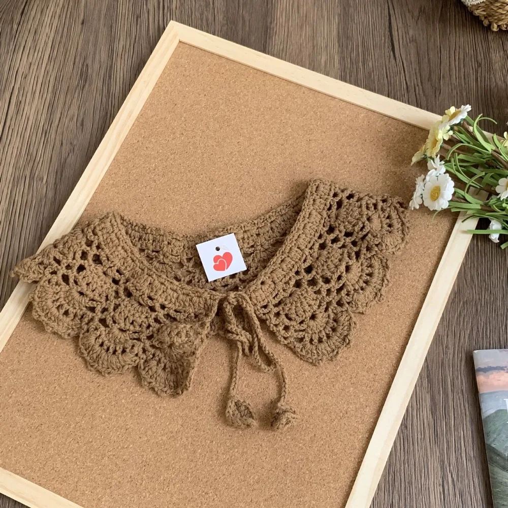 

Sweet Hollow Out Crochet Shawl Round Neck Clothes Decoration Knitted Scarves Detachable Scarf Accessories