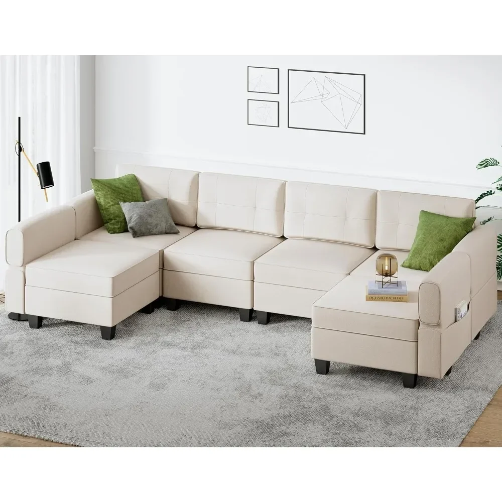 

113'' Modular Sectional Sofa, Convertible Sectional Couches for Living Room U Shaped Sectional Sofa Couch with Storage Ottoman