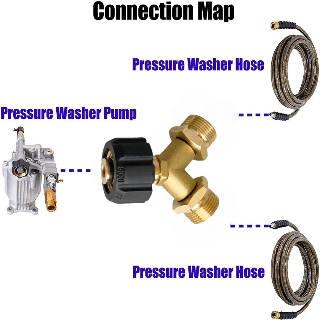 High Pressure Washer Water Outlet Spliter Seperator Adapter M22 14MM/15MM Tee Spliter Connector