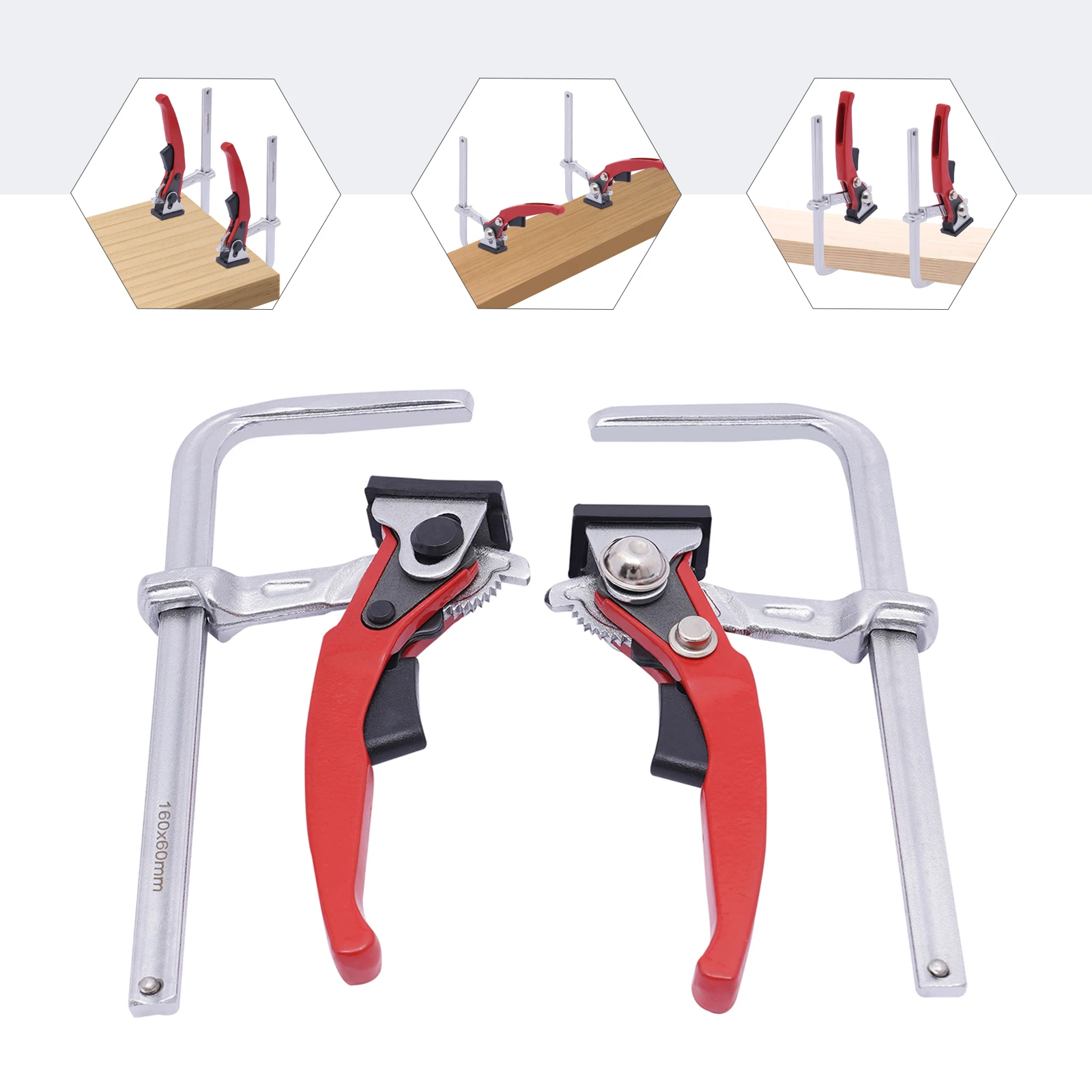 2PCS 160x60mm Quick Guide Rail Ratchet Clamp Woodworking F Clamp,Heavy Duty Track Clamp for Pasta,Festol,Wen and Tabletop