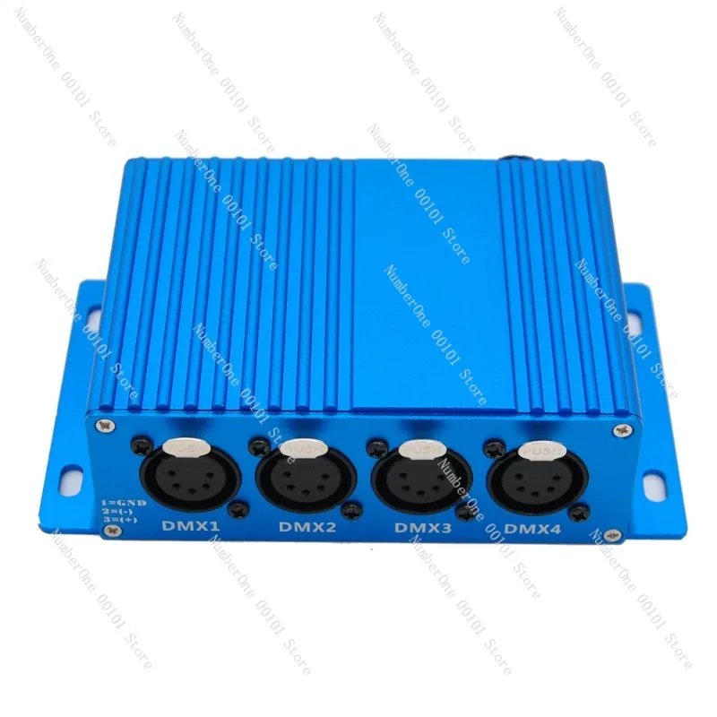 4-Way Blue Stage Lighting Control Signal Converter Bidirectional Network Port 5-Core DMX Socket