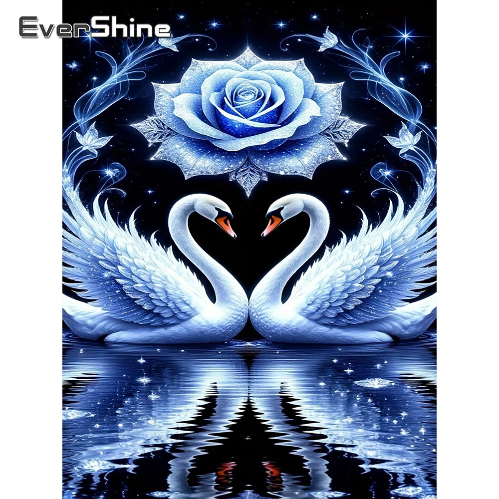EverShine Vollquadratische Diamant-Stickerei Gans 5D Malerei Tier-Strass-Bild Mosaik Rose Einzigartiges Handgemachtes Hobby