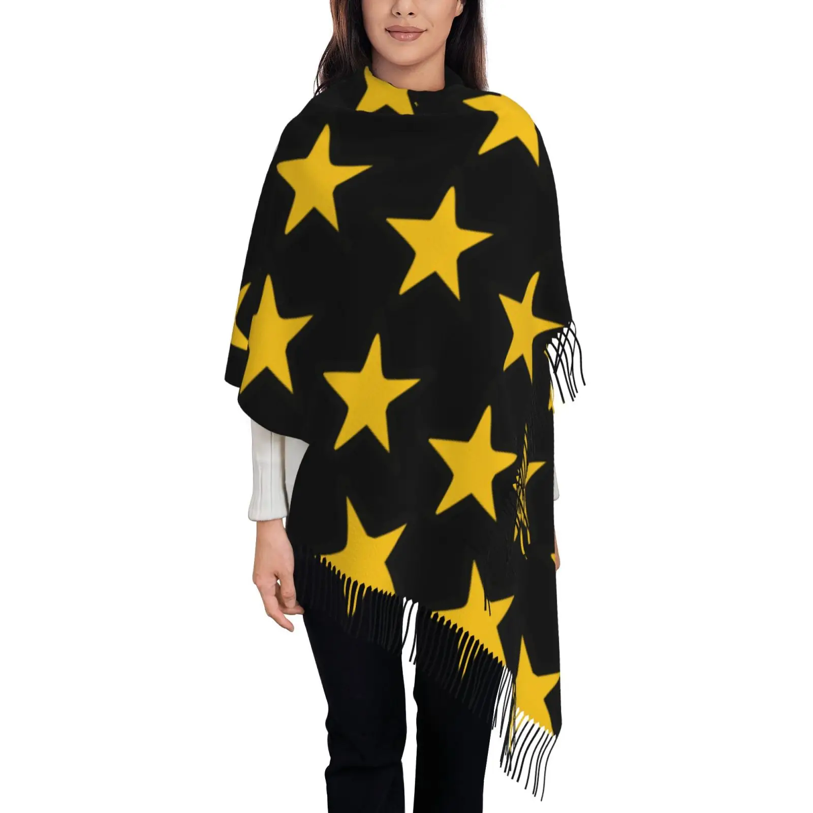 

Женские шарфы с рисунком молний на заказ, женские зимние толстые теплые шаль с кисточками, шарф