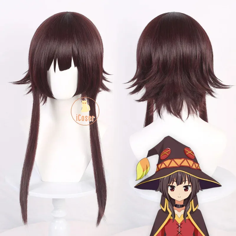 Disfraz de Anime KonoSuba Megumin para mujer, peluca, disfraz clásico de bruja, uniforme, capa, sombrero, venda para los ojos, medias para fiesta de Halloween