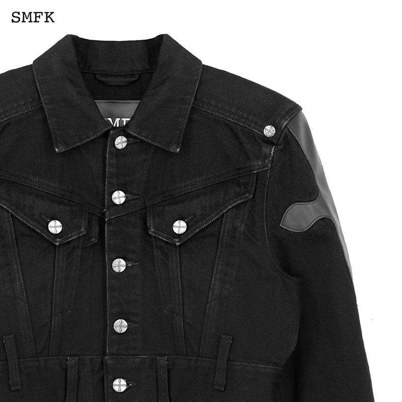 Imagem -05 - Smfk Compass Denim Jacket 2023 Primavera e Outono Estilos para Mulheres Quente Menina Moda High Street Preto All-match Curto Jaqueta