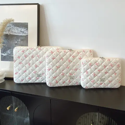 Blommig laptopväska med dragkedja, preppy bärbar laptopväska, puffig surfplatta, fodral, stötsäker påse, surfplatta 8 best sales puffigt laptopfodral - №6