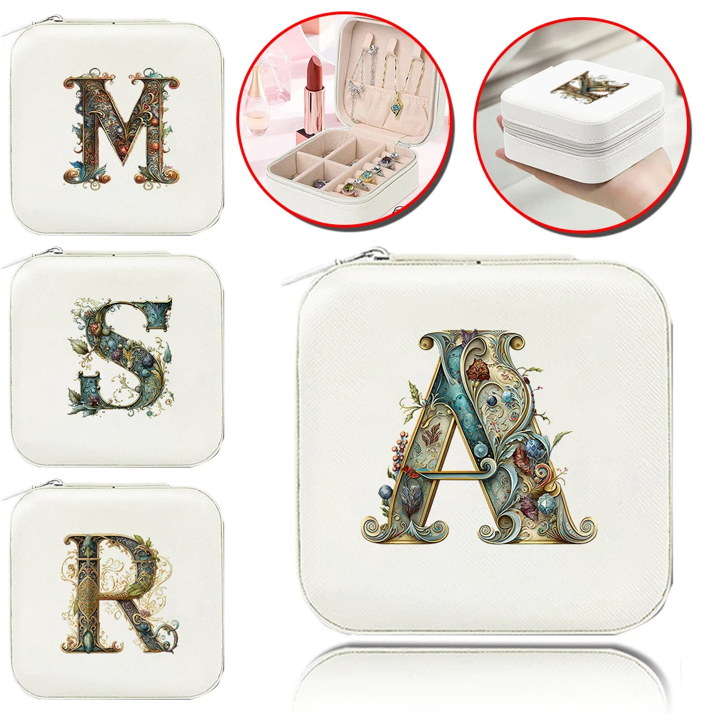 

Портативная шкатулка для ювелирных изделий, серия с графическими буквами, большой вместительный модный органайзер для путешествий, классическая дорожная коробка для хранения ювелирных изделий