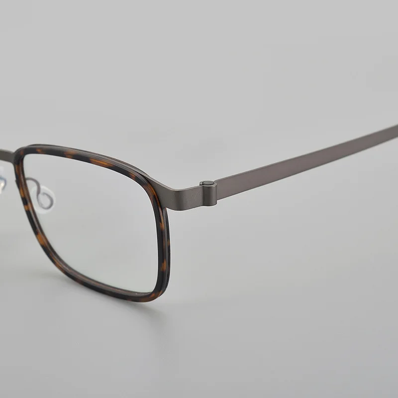 Ultra-light pure titanium square frame screwless glasses frame large face trendy retro literary myopia glasses