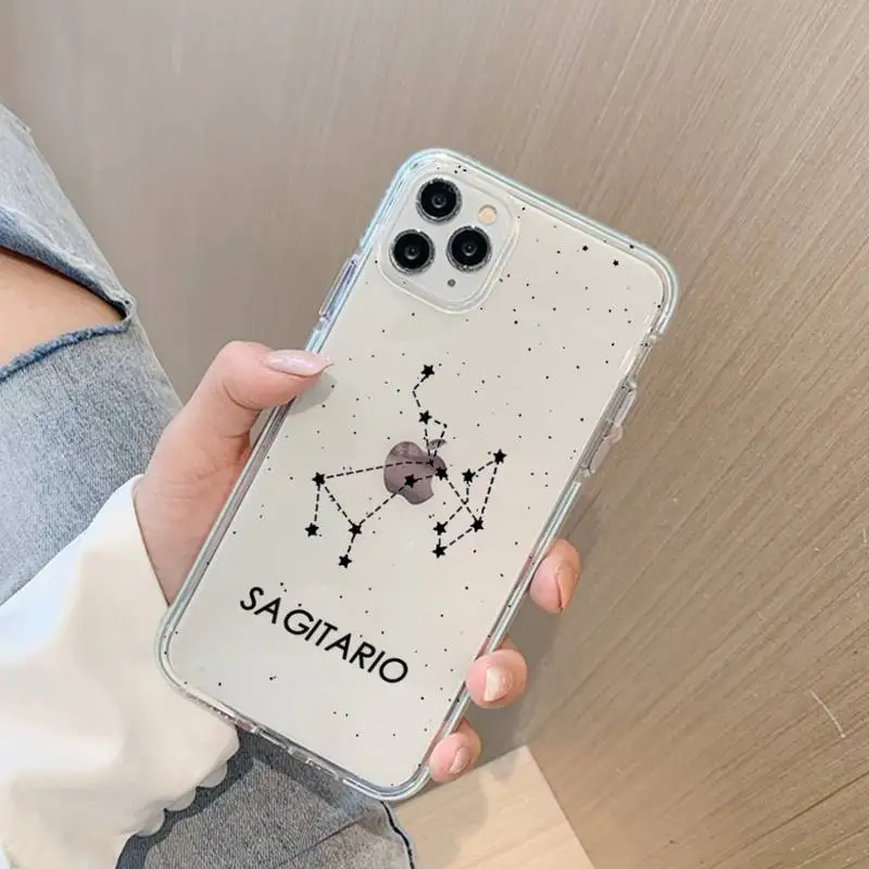 12 constellations zodiac signs Phone Case For iPhone 13 14 Pro Max XS XR 12 11 Pro 13 Mini 6 7 8 Plus Soft Clear Back Cover