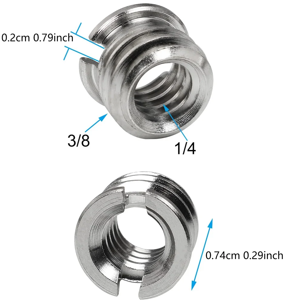 1/4 to 3/8 Screw Adapter Stainless Steel Tripod Thread Reducer Bushing for Cameras Monopod Light Stands Ballhead 1/3/5/10/20 PCS