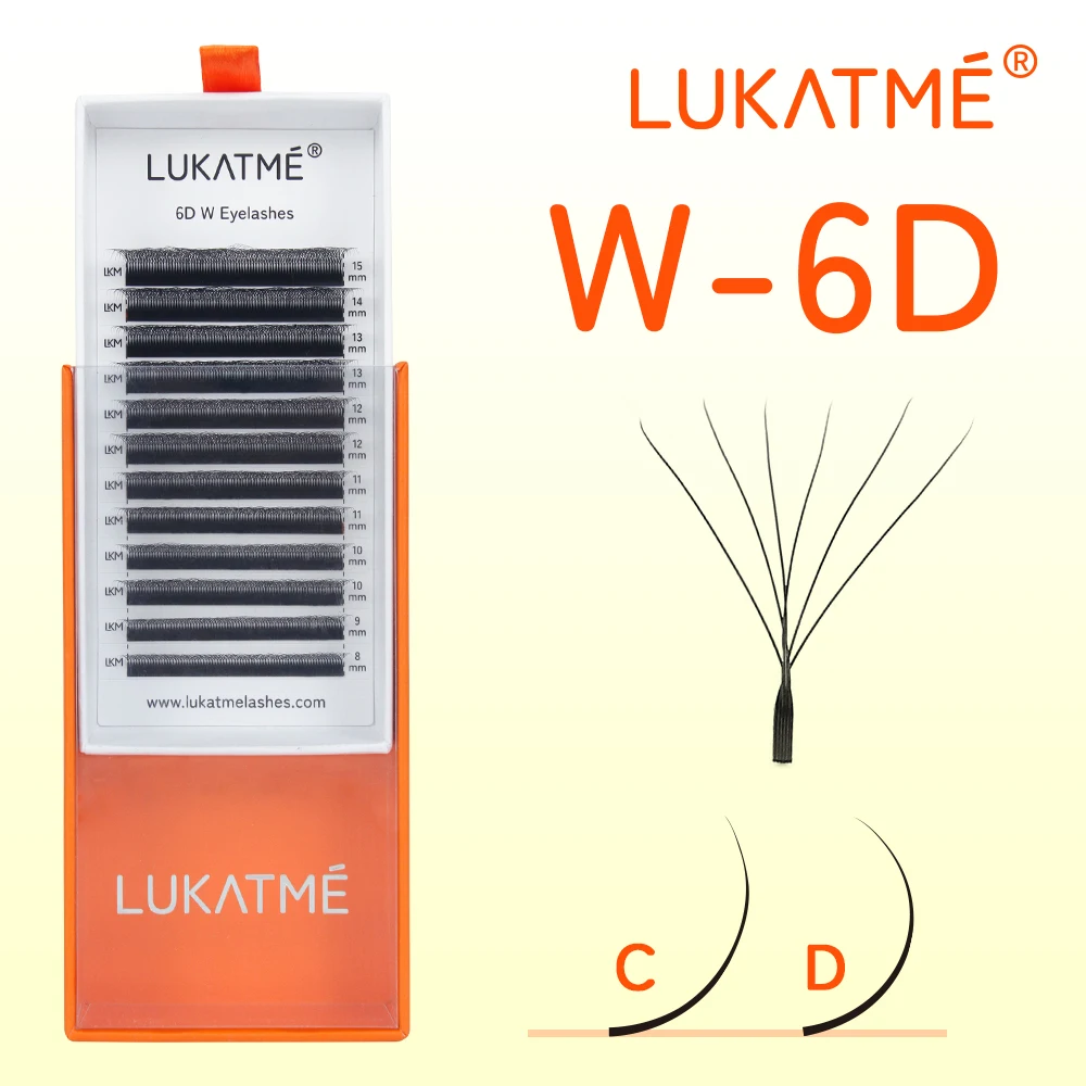 LUKATME 6D W Shape Premade Volume Fan Eyelashes 7-14mm C/D Bloom 6D Lashes 0.07mm W Style Full Dense 6D Eyelash Extensions