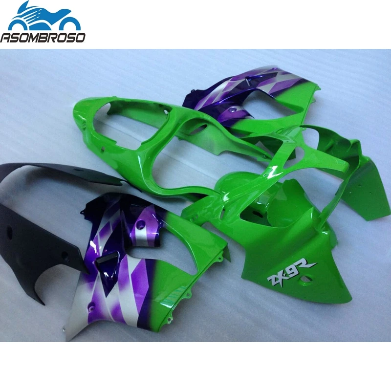 New Arrival Injection Molding Bodyparts for Kawasaki Ninja ZX9R fairing kit 2000-2001 green purple fairing set zx9r 00 01 JD11