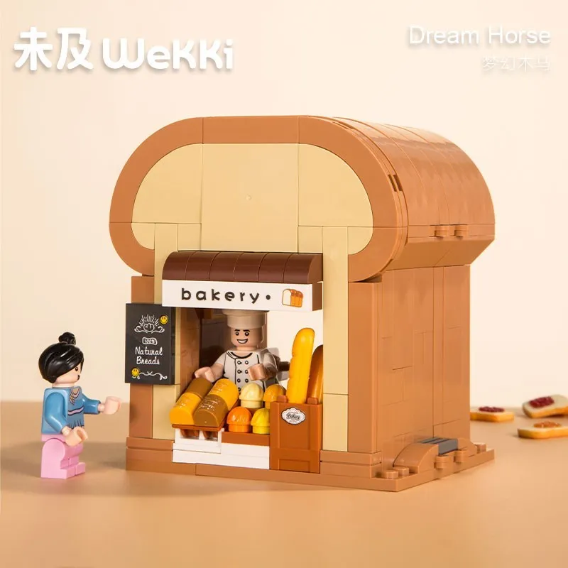 Wekki toast building block modello shop negozio di torte da latte giocattoli educativi per bambini regalo ragazza