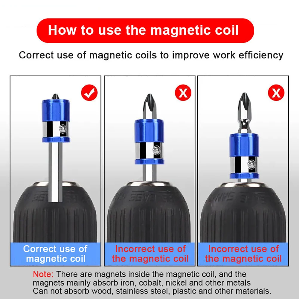 Magnetic Bit Holder Alloy Electric Magnetic Ring Screwdriver Bit for Phillip Drill Bit Anti-Corrosion Strong Magnetic Ring Tool