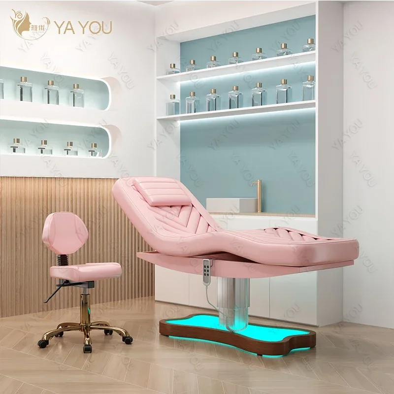 

Pink Bottom With Led3 Motor Beauty Massage Bed Facial Bed With Customizable Color For Beauty Salon