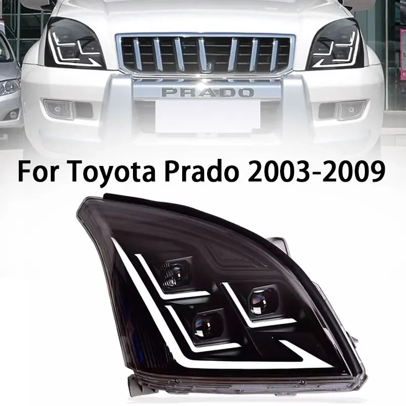 Head Lamp for Toyota Prado LED Headlight 2003-2009 Headlights LC120 DRL Turn Signal High Beam Angel Eye Projector Lens