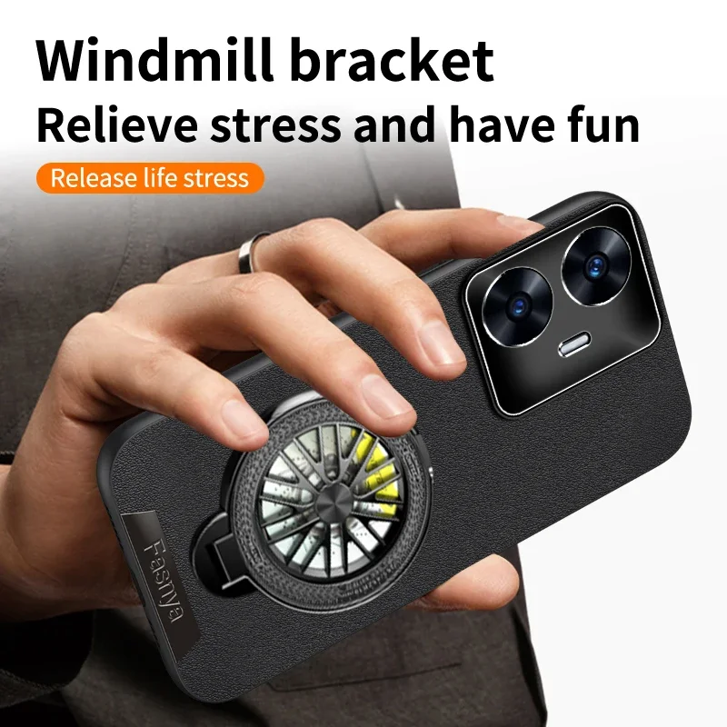 เคสโทรศัพท์หนังเนื้อนุ่มสำหรับ Realme C55 4G C51 C25S C12 C53 C15 C25 ป้องกันการกระแทก ผิวด้าน พร้อมที่ยึดแบบหมุนได้