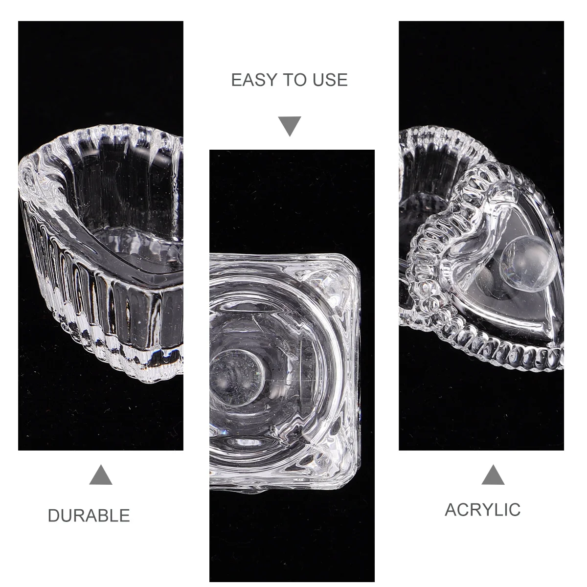 

3Pcs Crystal Nail Cup Reusable Glass for Nail Salon Use Easy Clean Liquid Powder Mixing Cup Professional Manicure Supplies