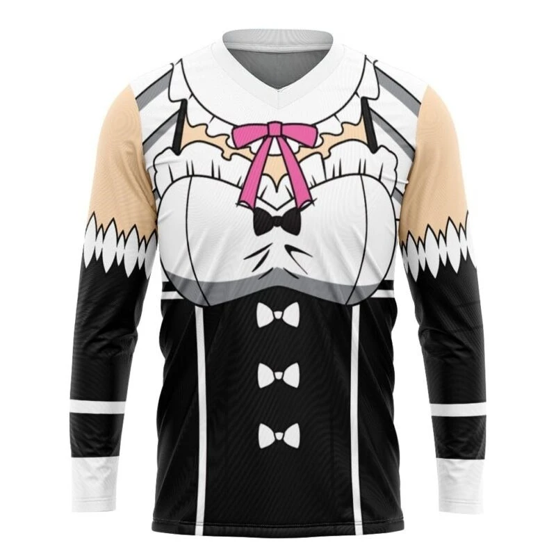 2027 New Rem Maid Outfit Long Sleeved Jersey Re Starts From Scratch, Living in A Different World, Anime Printed Adult T-shirt