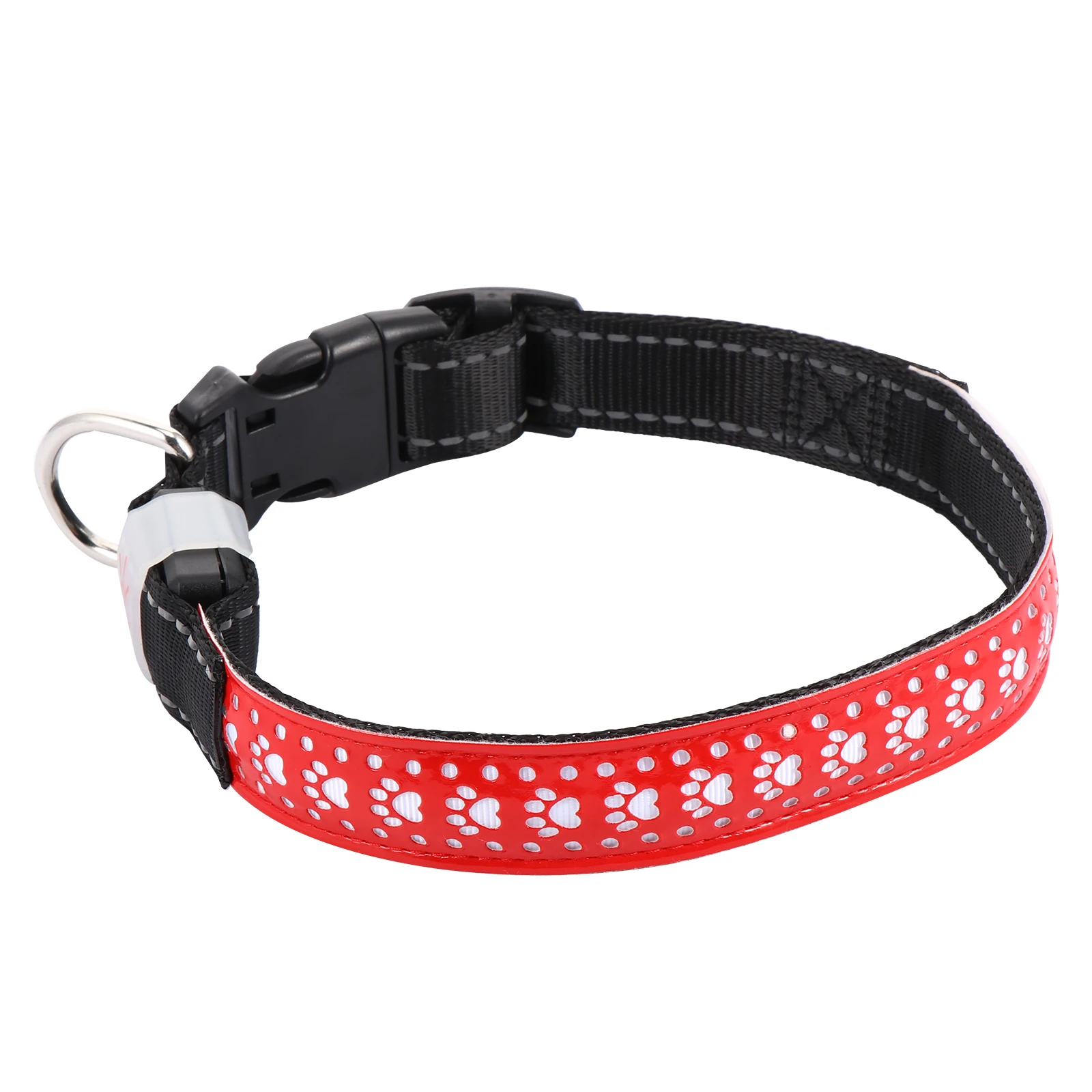 

1pc Dog Glow Collar Durable 3 Modes Constant Light Adjustable Buckle PU Nylon Webbing ABS Box Pet Supply