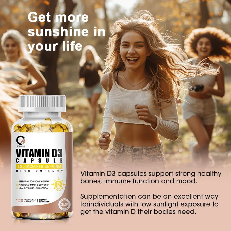 High Potency Vitamin D3 50,000 IU - 120 Vegetarian Capsules - Gluten Free Non-GMO Vitamin D Supplement