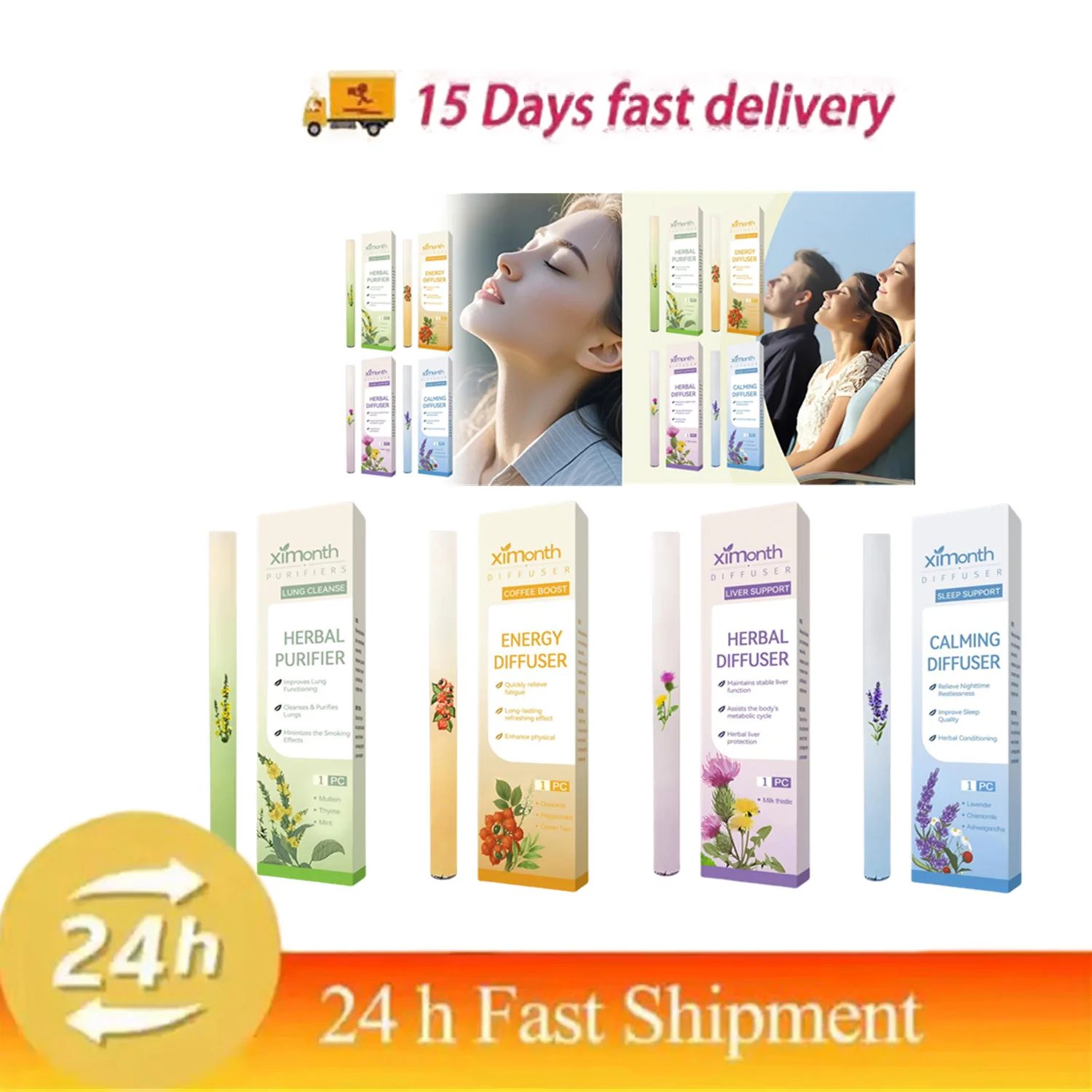 

1/2/3/4Pcs Boost Clear Breathing Herbal Diffuser With Mullein/Thyme/Mints Guarana/Green Tea Pure Plant Formulas Breathing Spray