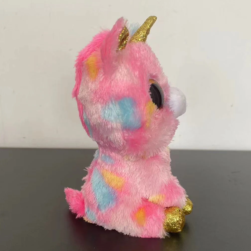Ty Beanie Boos Brinquedo de pelúcia Fantasia O Unicórnio Rosa Boneca Animal Anime Coleção