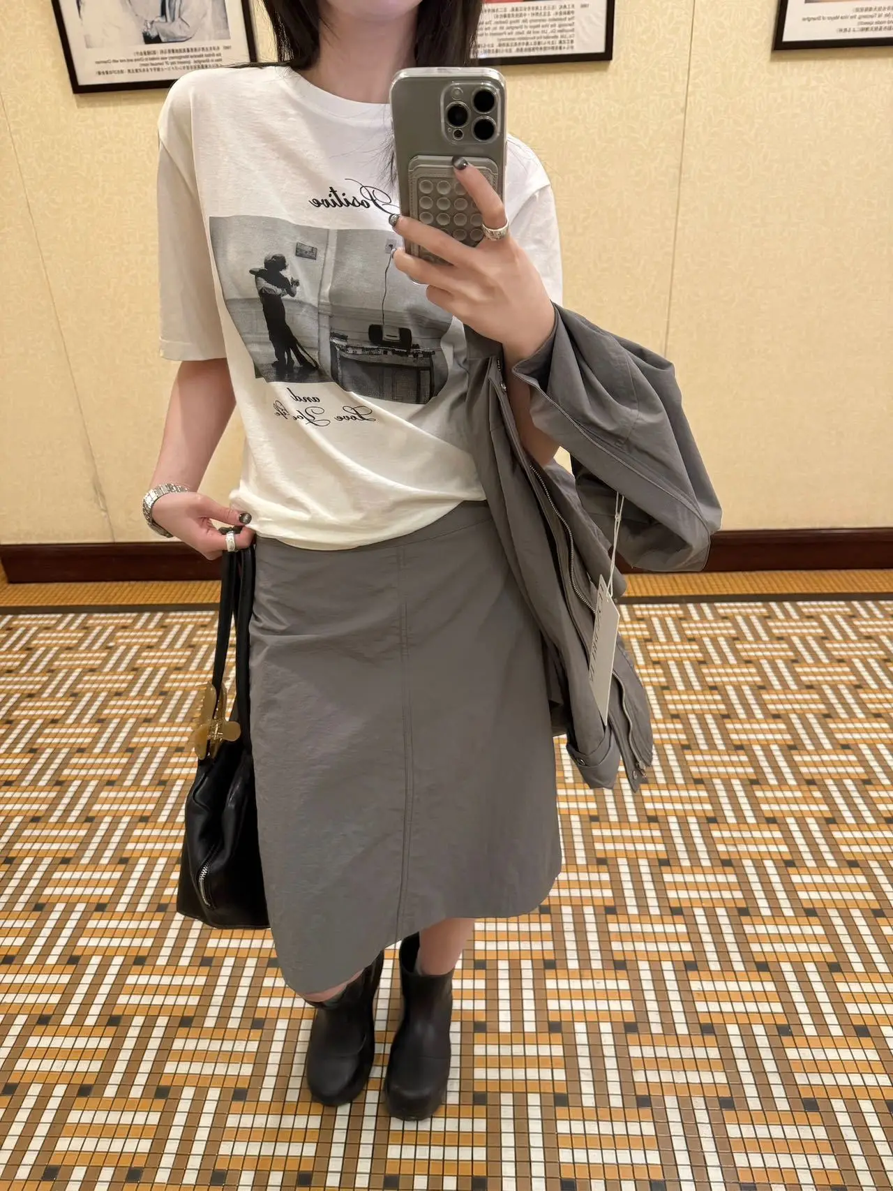 

Юбка Lilian с высокой талией, А-силуэт, женская, в корейском стиле, винтажная, прямого кроя, для повседневной носки, весенняя, модная, универсальная