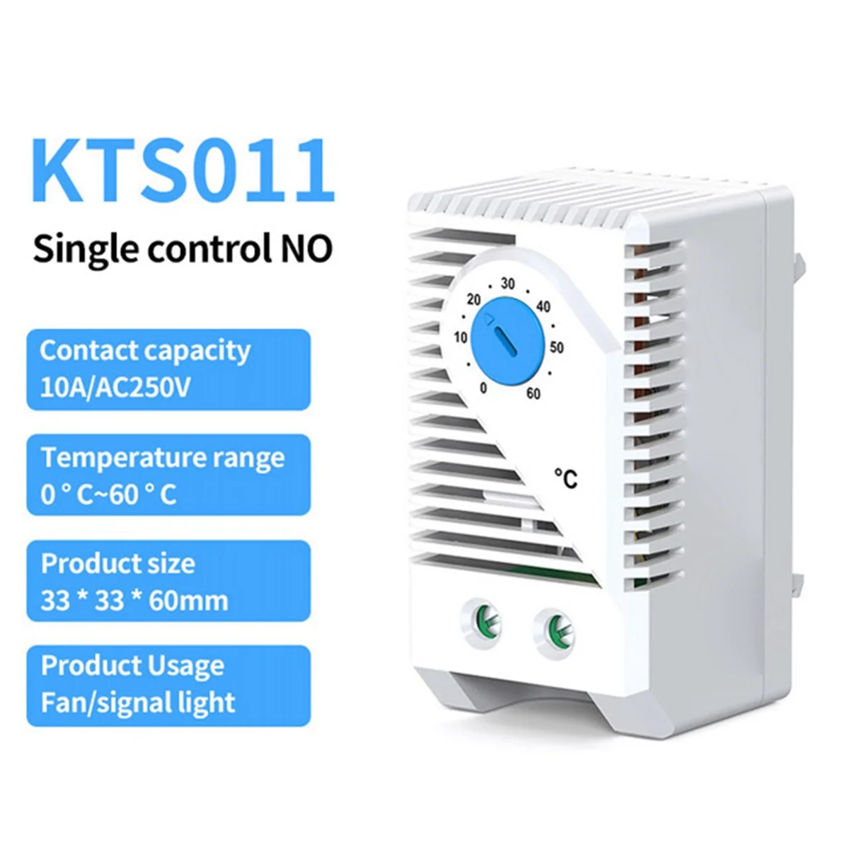 Interruptor mecânico do controlador de temperatura ABZV NO NC 0-60 ℃   Termostato de gabinete e controle de umidade AC 250V 10A KTS011