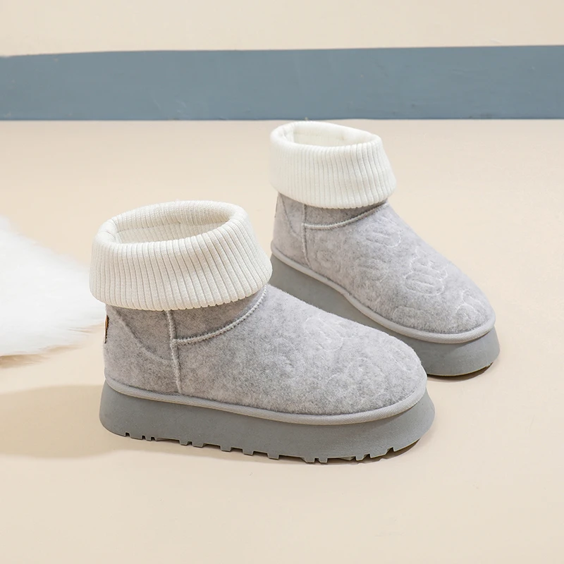 

Зимние новые стильные флисовые однотонные ботинки большого размера с круглым носком на плоской подошве, разноцветные теплые и модные зимние ботинки на выбор